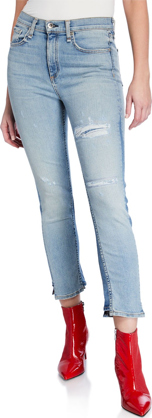 Rag & Bone Road Distressed Crop Straight-Leg Jeans