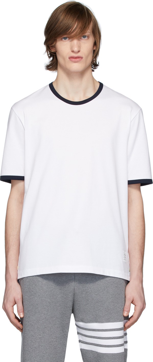 Thom Browne White Ringer T-Shirt