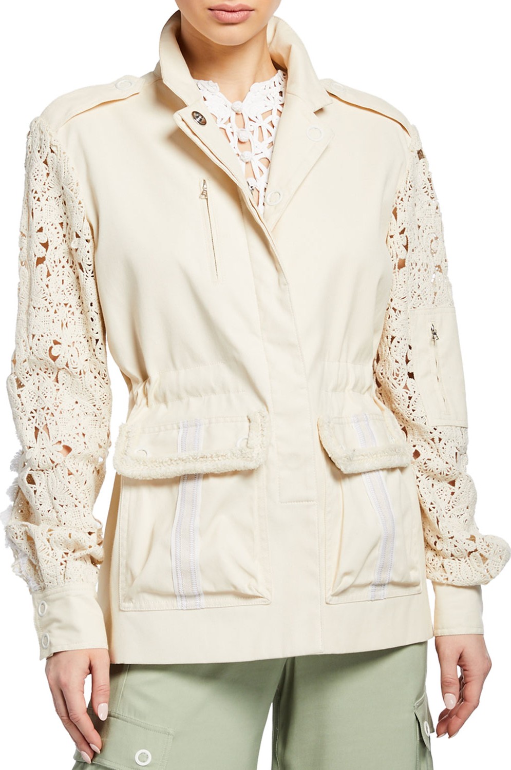 Jonathan Simkhai Mixed Trim Macrame Twill Utility Jacket Jonathan Simkhai Mixed Trim Macrame Twill Utility Jacket
