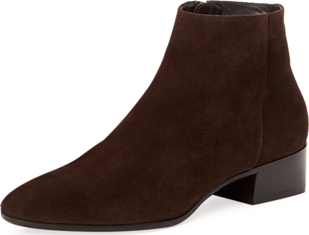 Aquatalia Fuoco Low-Heel Suede Zip Booties