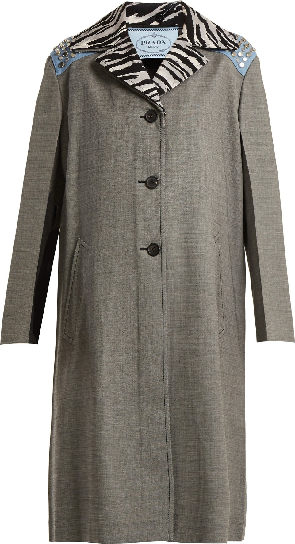 Prada Contrast-collar wool-blend coat