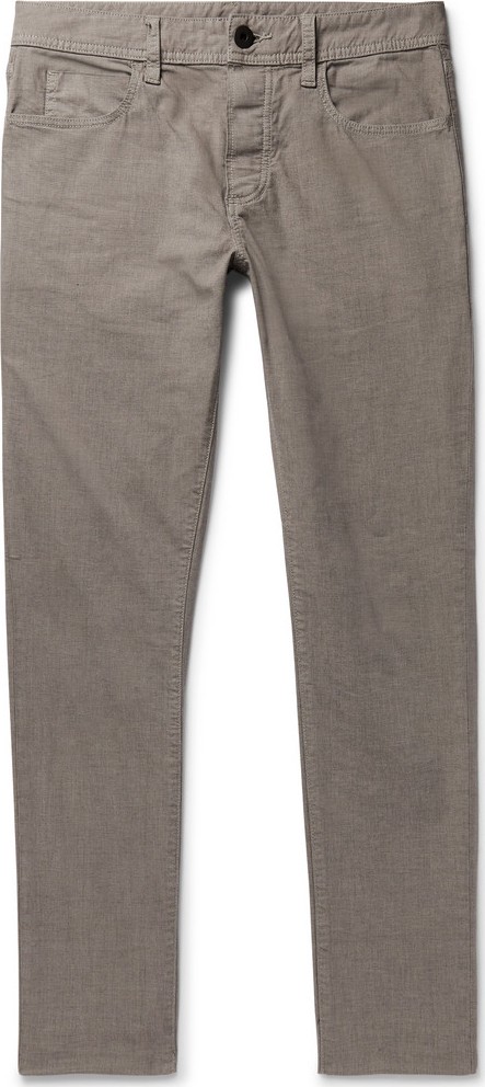James Perse Grey Slim-Fit Pigment-Dyed Stretch-Cotton Trousers