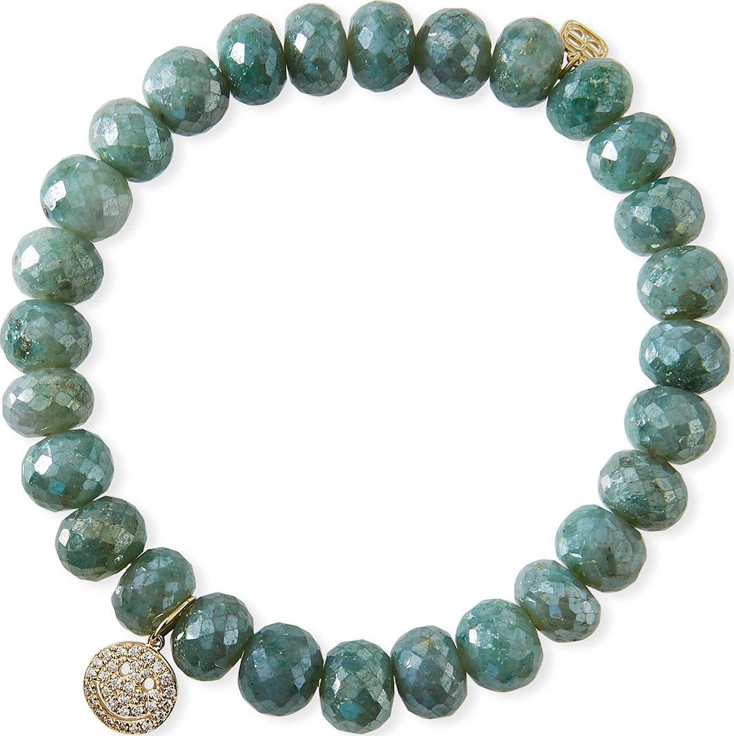 Sydney Evan Blue Silverite & Diamond Happy Face Bracelet