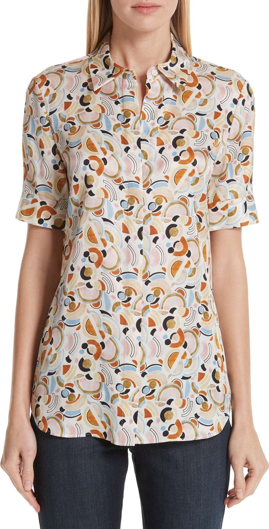 Lafayette 148 New York Scottie Mini Lyrical Curves Silk Shirt