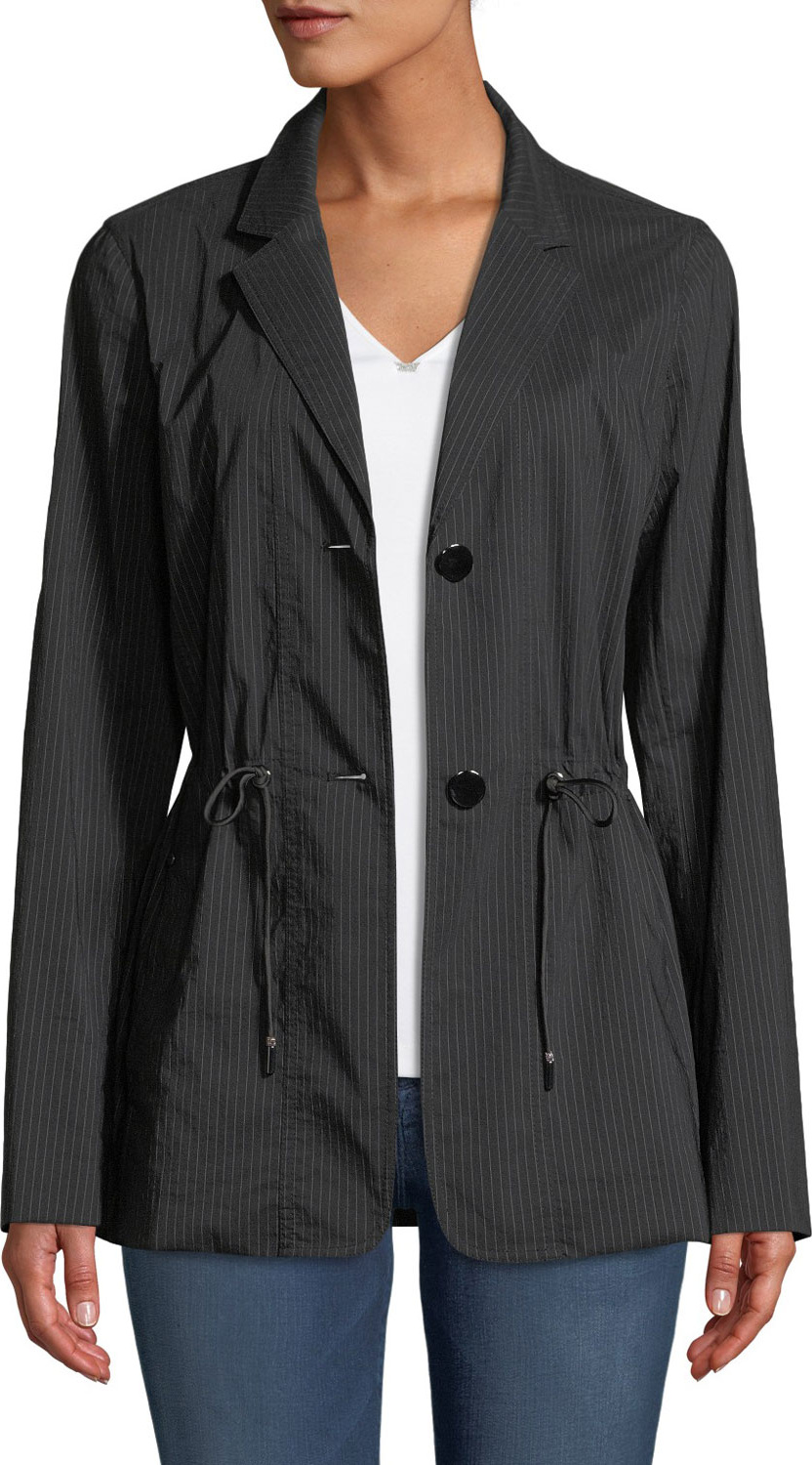 Lafayette 148 New York Porsha Sander Stripe Jacket w/ Adjustable Cord