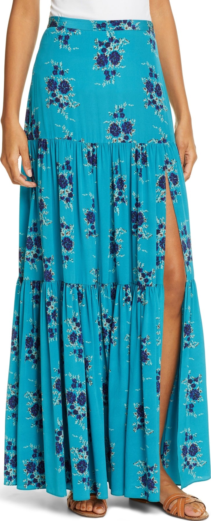 Veronica Beard Serence Floral Print Silk Maxi Skirt