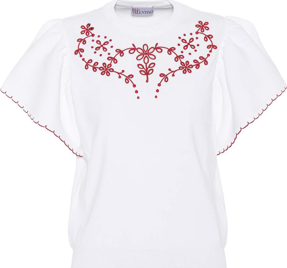 RED Valentino Embroidered jersey top