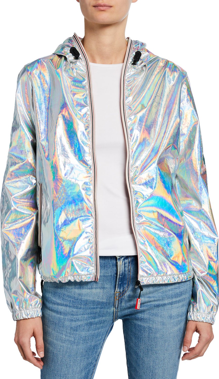 Hunter Boots Packable Metallic Jacket w/ Contrast Zips