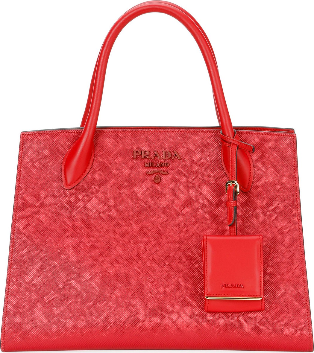 Prada Large Monochrome Tote w/ Removable Crossbody Strap