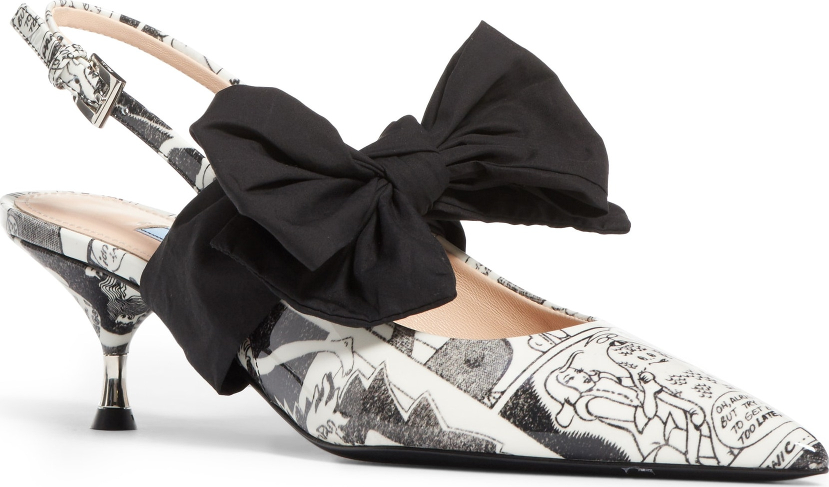 Prada Bow Pointy Toe Slingback Pump