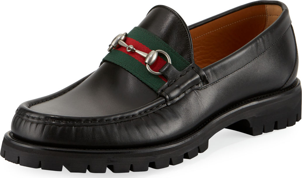 Gucci Alfons Web Leather Loafer