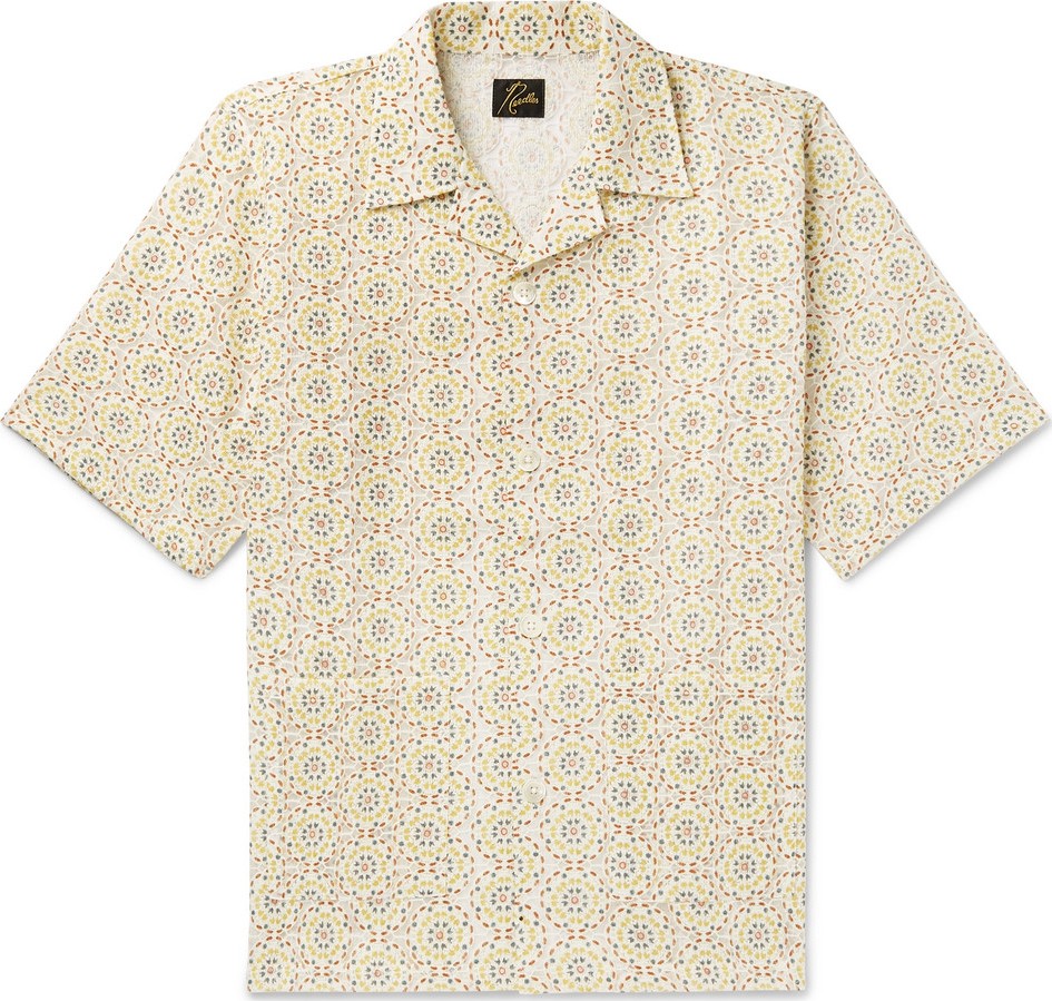 Needles Camp-Collar Embroidered Voile Shirt