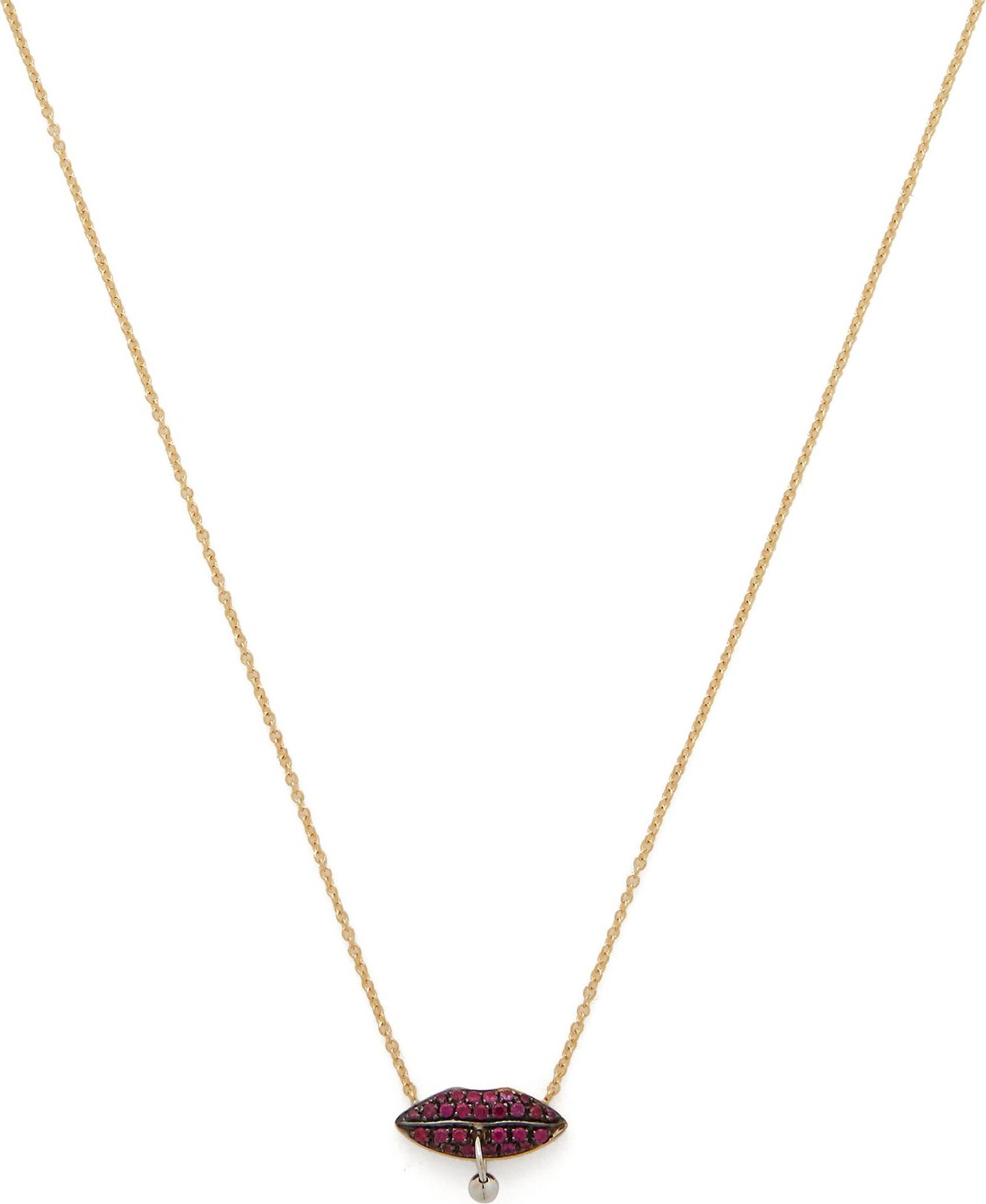 Delfina Delettrez Pierced lips 18kt gold & ruby necklace