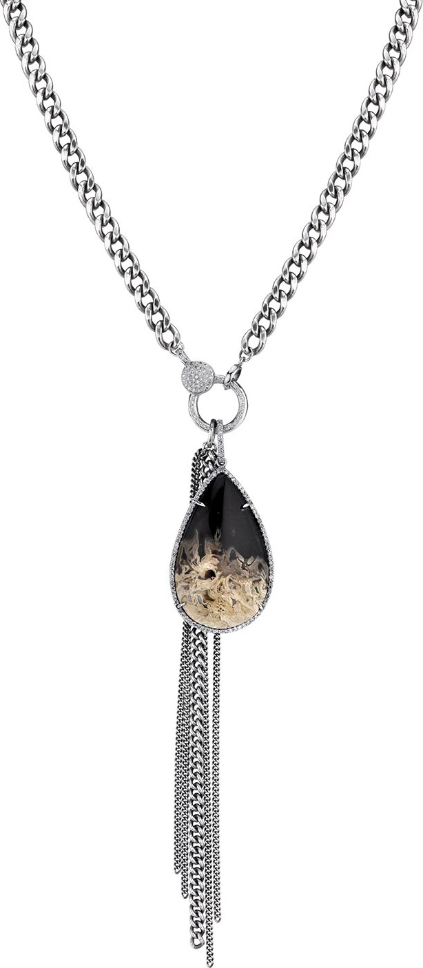 Sheryl Lowe Palm Root & Fringe Pendant Necklace