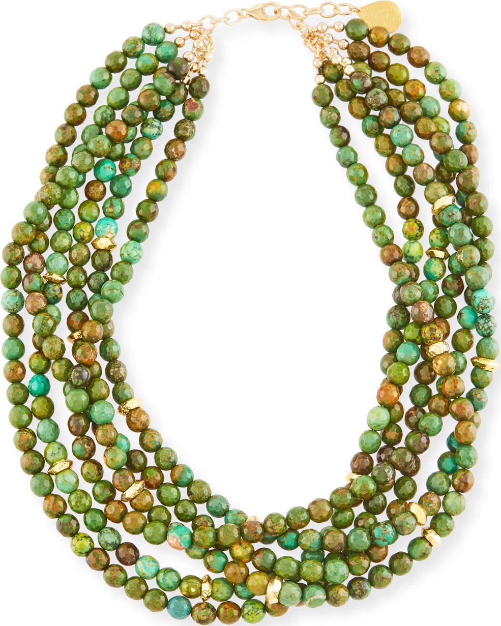 Devon Leigh Multi-Strand Green Turquoise Beaded Necklace