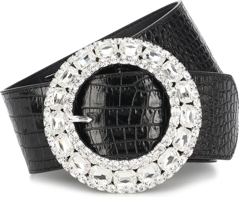 Alessandra Rich Embellished croc-effect leather belt