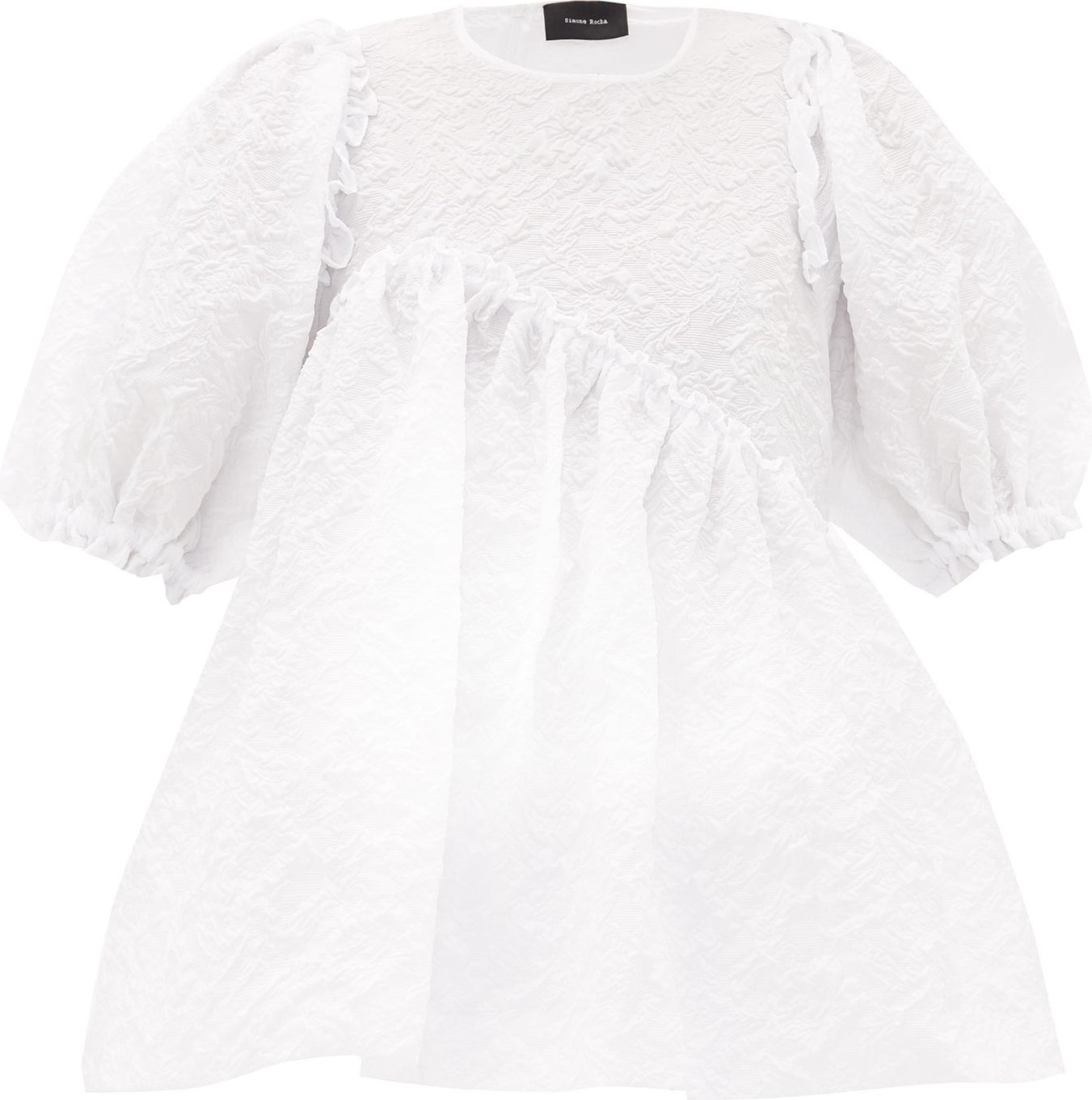 Simone Rocha Puff-sleeve floral-cloqué top