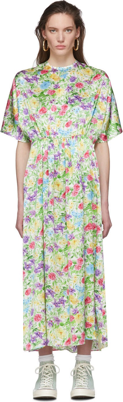 Les Rêveries Multicolor Floral Silk Dress