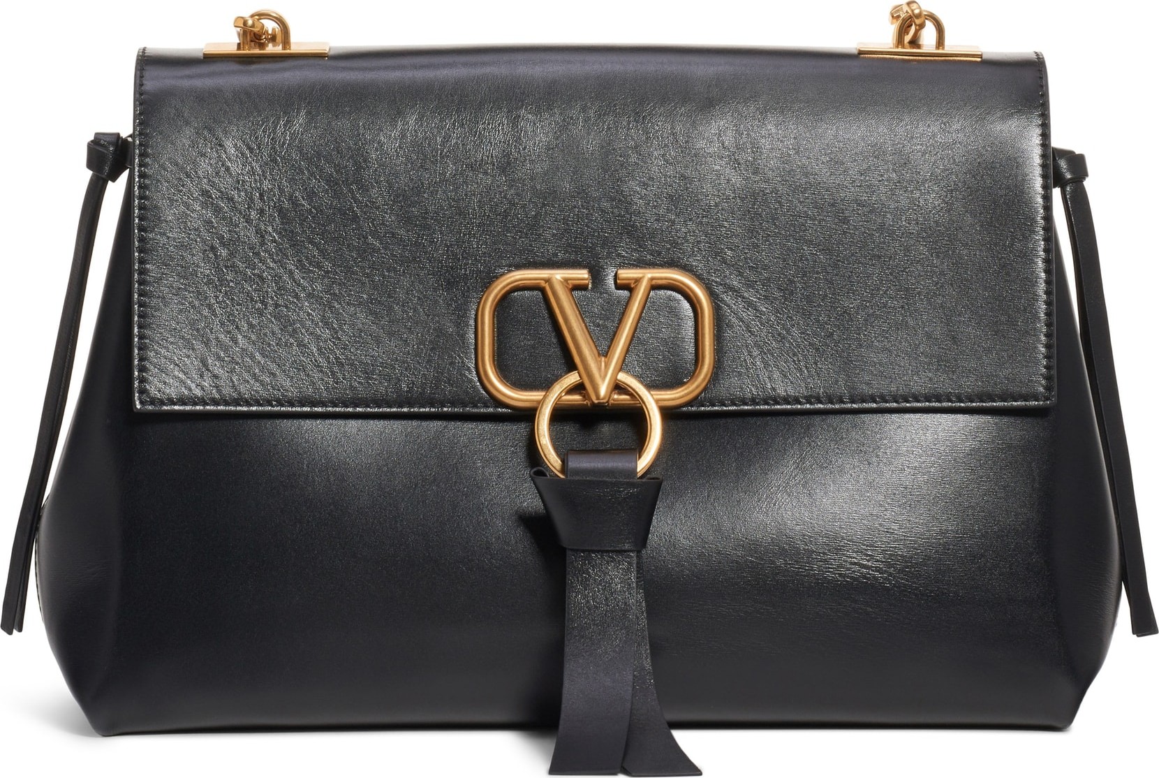 Valentino Medium Vee Ring Leather Shoulder Bag