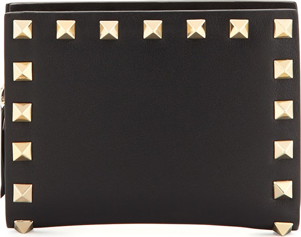 Valentino Rockstud Leather French Wallet