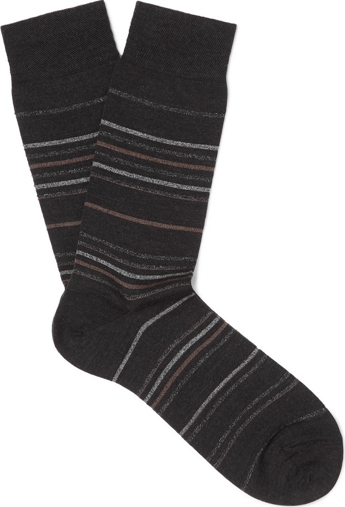Marcoliani Striped Merino Wool-Blend Socks