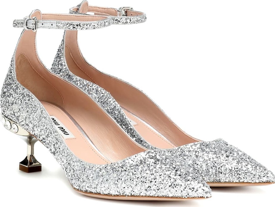 Miu Miu Glitter kitten heel pumps