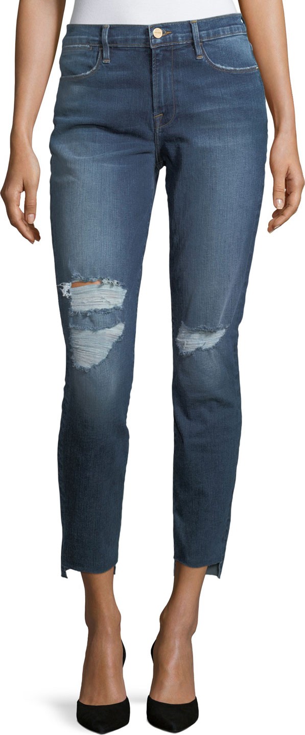 FRAME DENIM Le High Skinny Jeans with Raw Hem