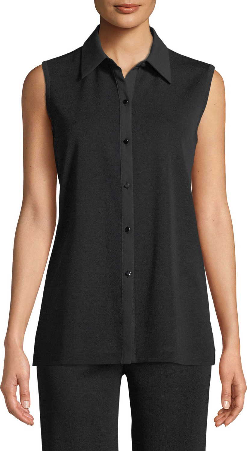 Misook Sleeveless Button-Front Blouse