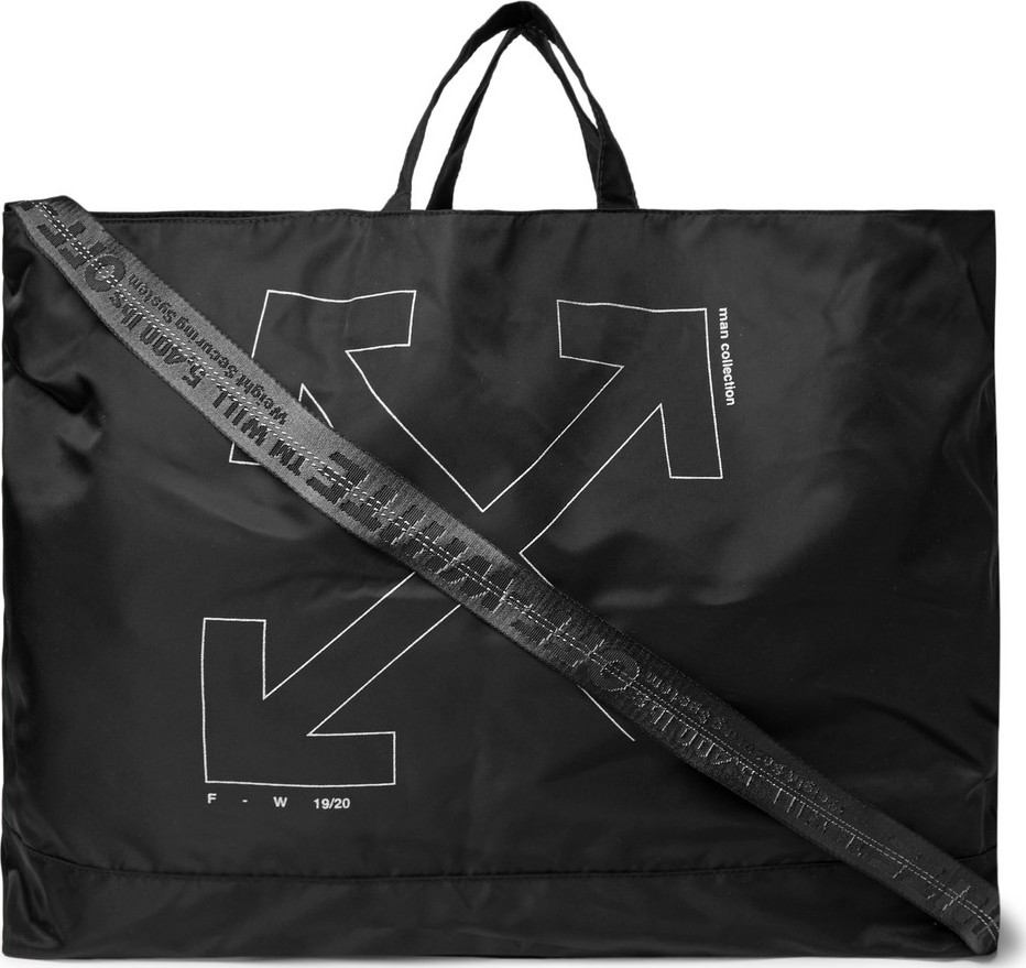 Off White Unfinished Logo-Print Shell Tote Bag