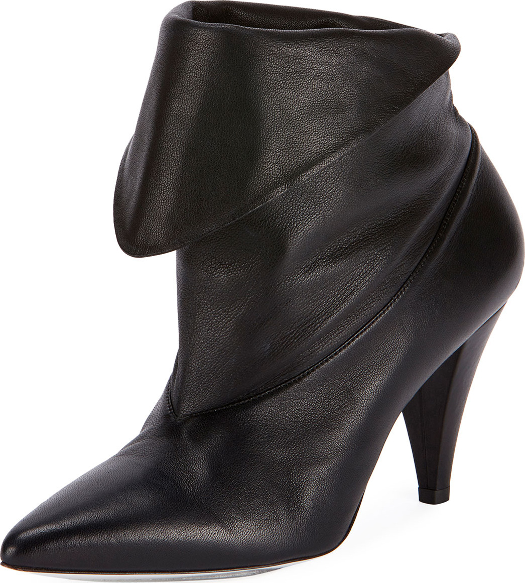 Givenchy Show Leather Folded Cone-Heel Ankle Boots