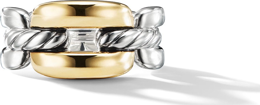 David Yurman Wellesley Medium Silver Link Ring w/ 18k Gold