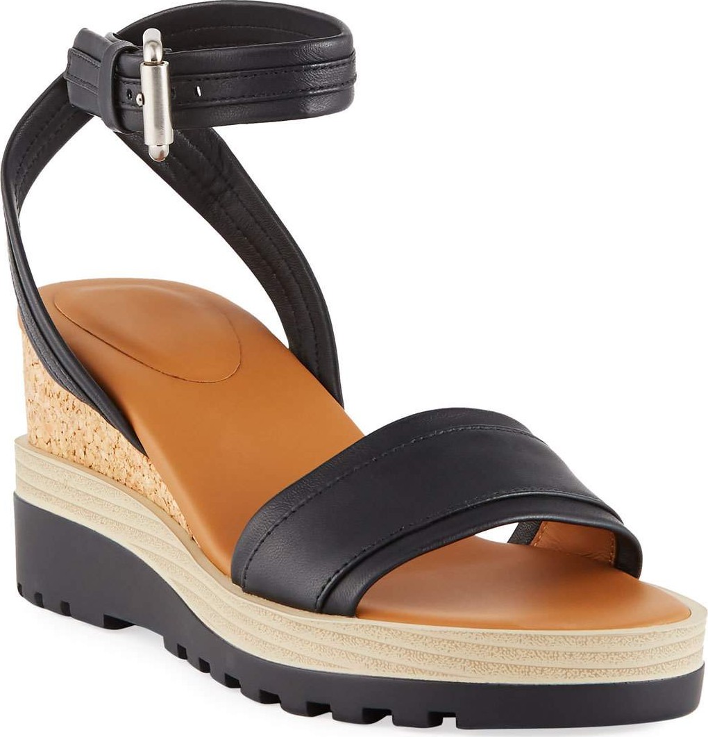 See By Chloé Robin Sporty Leather Wedge Sandals