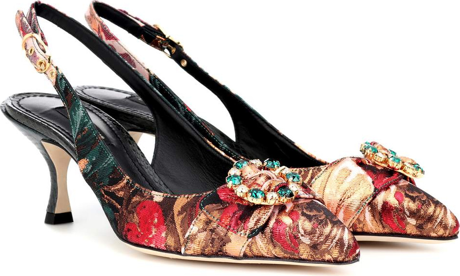Dolce & Gabbana Embellished satin slingback pumps