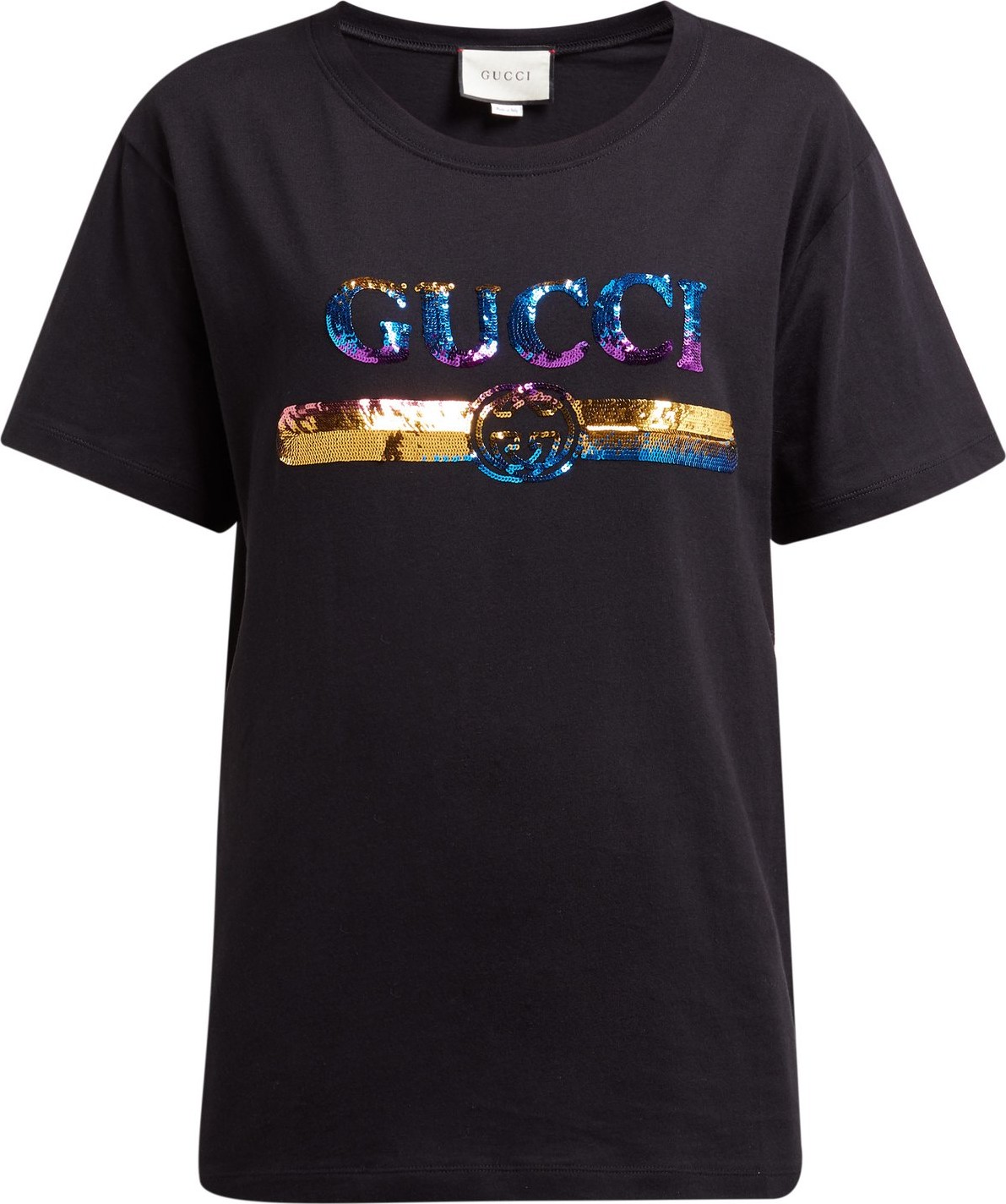 Gucci Logo sequin-embellished cotton-jersey T-shirt