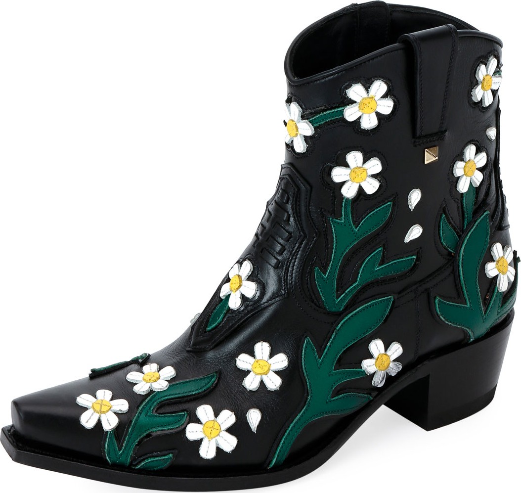 Valentino Ranch Daisy Applique Boots