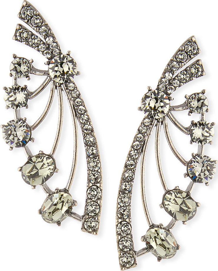 Oscar De La Renta Crystal Fan Post Earrings