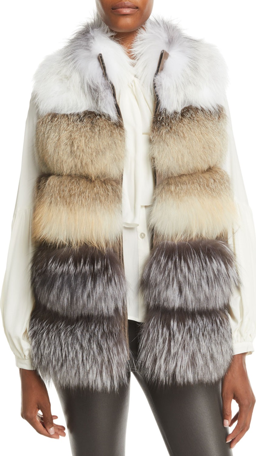 Gorski Feathered Fox Fur Vest