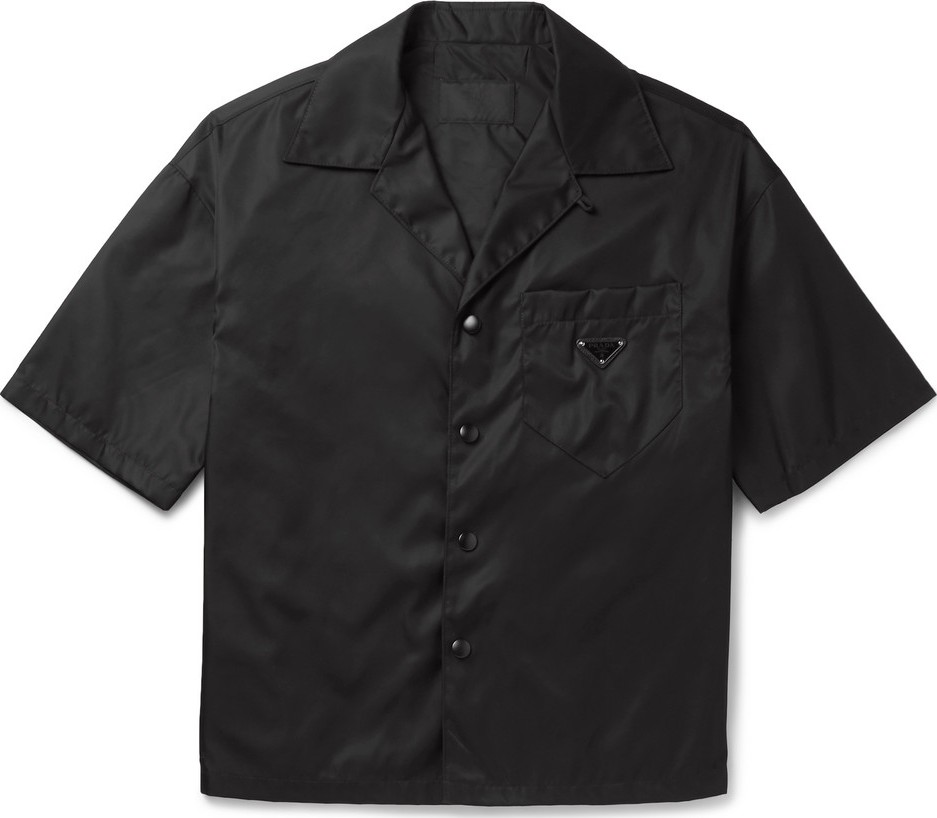 Prada Camp-Collar Logo-Appliquéd Nylon Overshirt