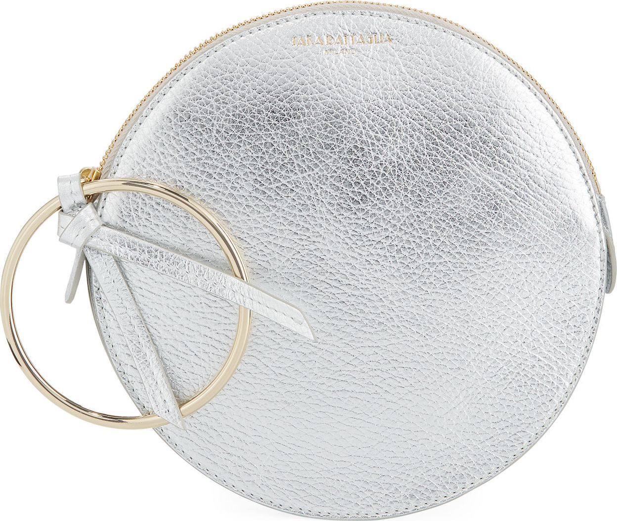 Sara Battaglia Metallic Leather Round Bracelet Wallet