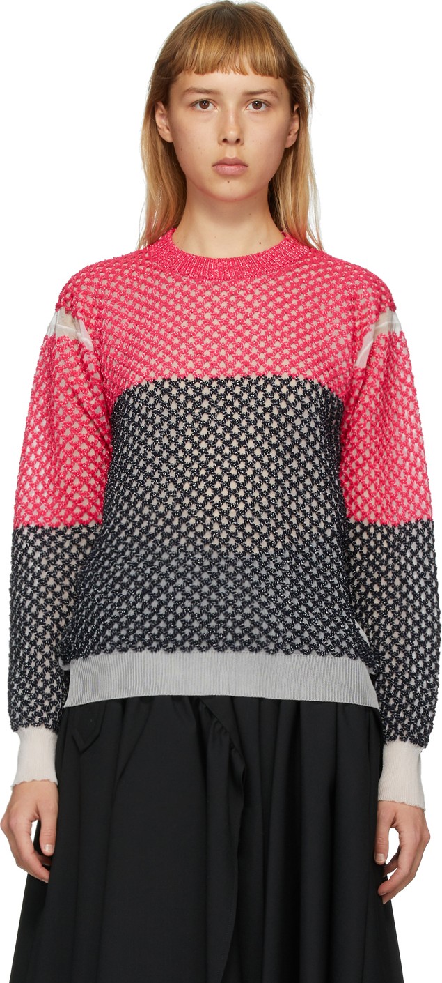 Junya Watanabe Pink Yarn Lilly Crewneck Sweater