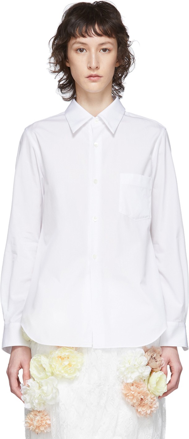 Comme Des Garcons White Exaggerated Back Pleat Shirt