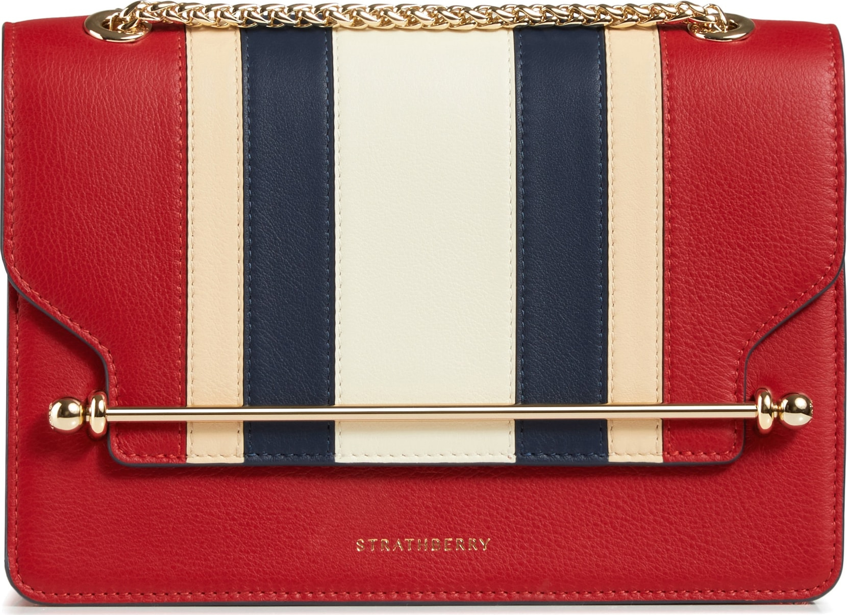 Strathberry East/West Stripe Leather Crossbody Bag
