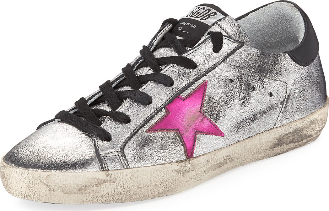 Golden Goose Deluxe Brand Superstar Metallic Low-Top Sneakers, Silver