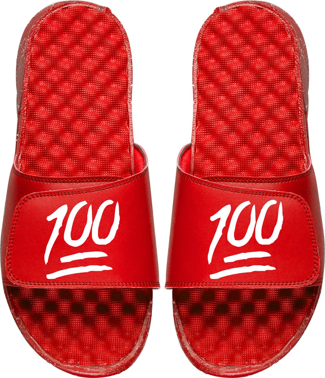 ISlide Men's Keep It 100% Emoji Slide Sandals, Red