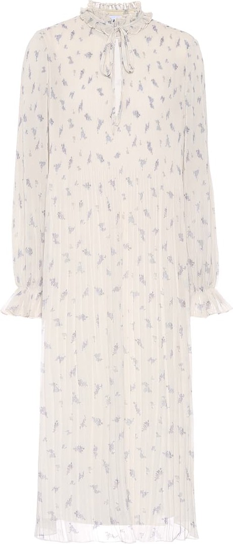 Ganni Pleated floral georgette midi dress