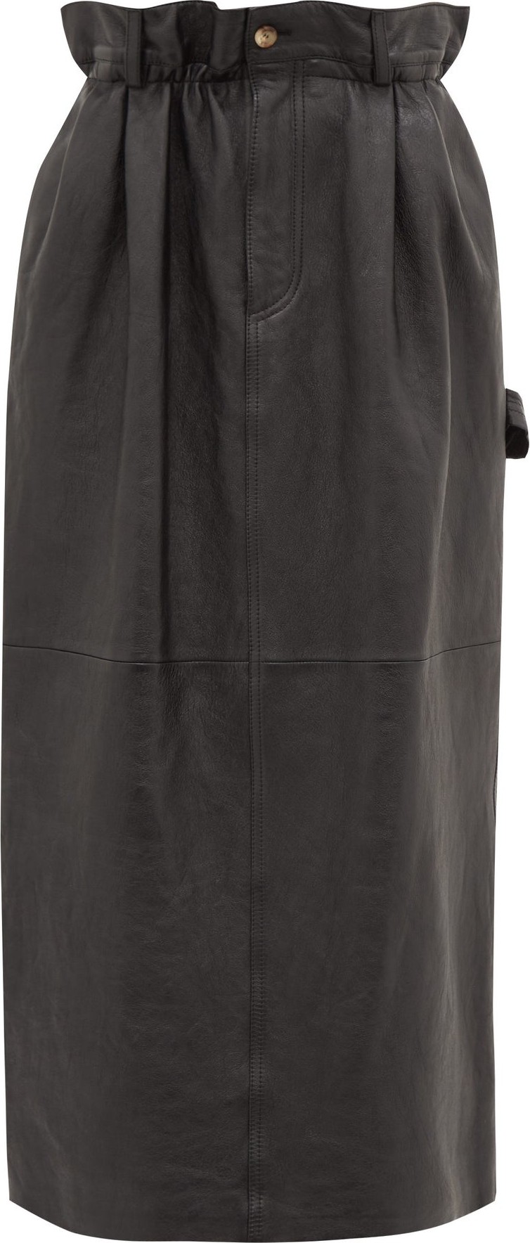Miu Miu Paperbag-waist leather midi skirt