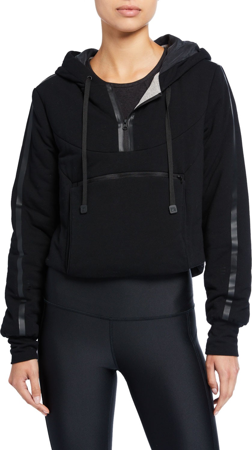 Blanc Noir Cropped Knit Packable Hoodie