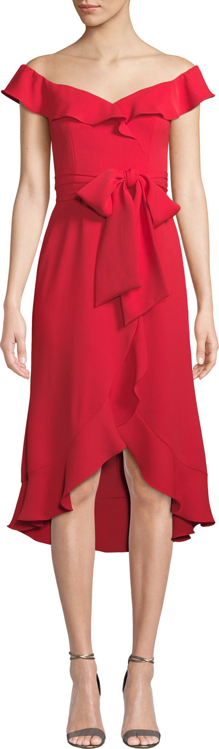 Jay Godfrey Silky Crepe Bow & Ruffle Dress
