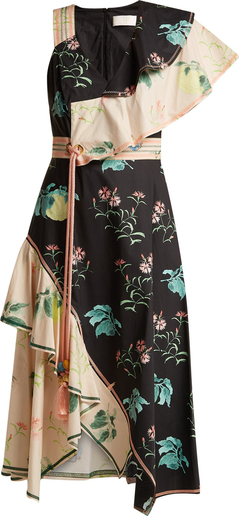 Peter Pilotto One-shoulder floral-print cotton dress