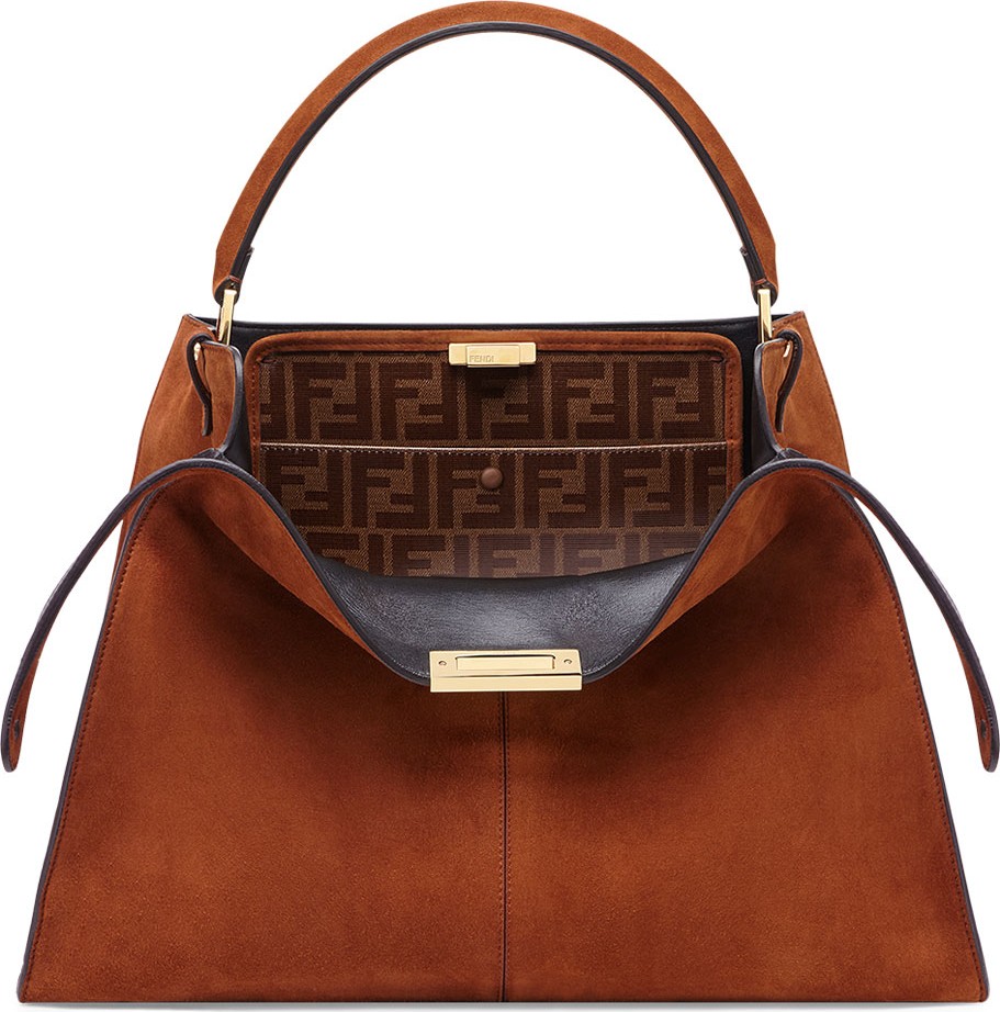 Fendi Peekaboo X-Lite Suede & Leather Satchel Bag